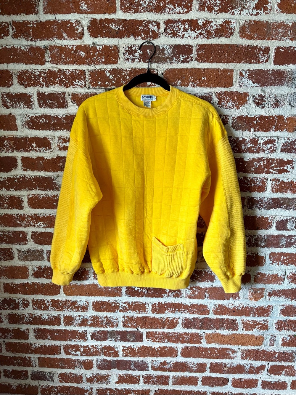 Vintage OakBrook Sport Yellow Crewneck Sweater with pocket